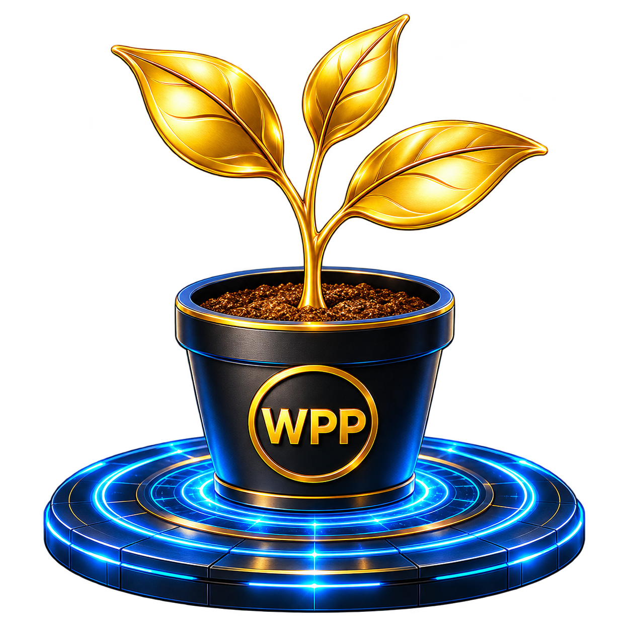 Golden WPP sprout growing in a pot