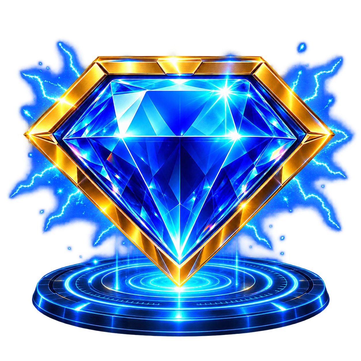 Blue diamond on a glowing blue portal
